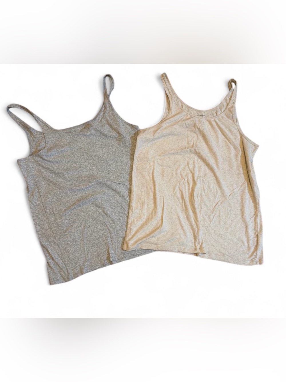 2 Basic Cami Tank Tops XXL Bundle Gray & Cream Minimalist Casual